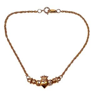 AVON Vintage Claddagh Ankle Bracelet Anklet Gold